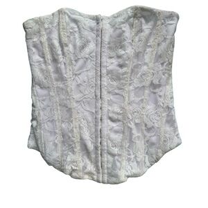 Seductions White Lace Corset Top Size S Bridal Y2K Festival Cottagecore